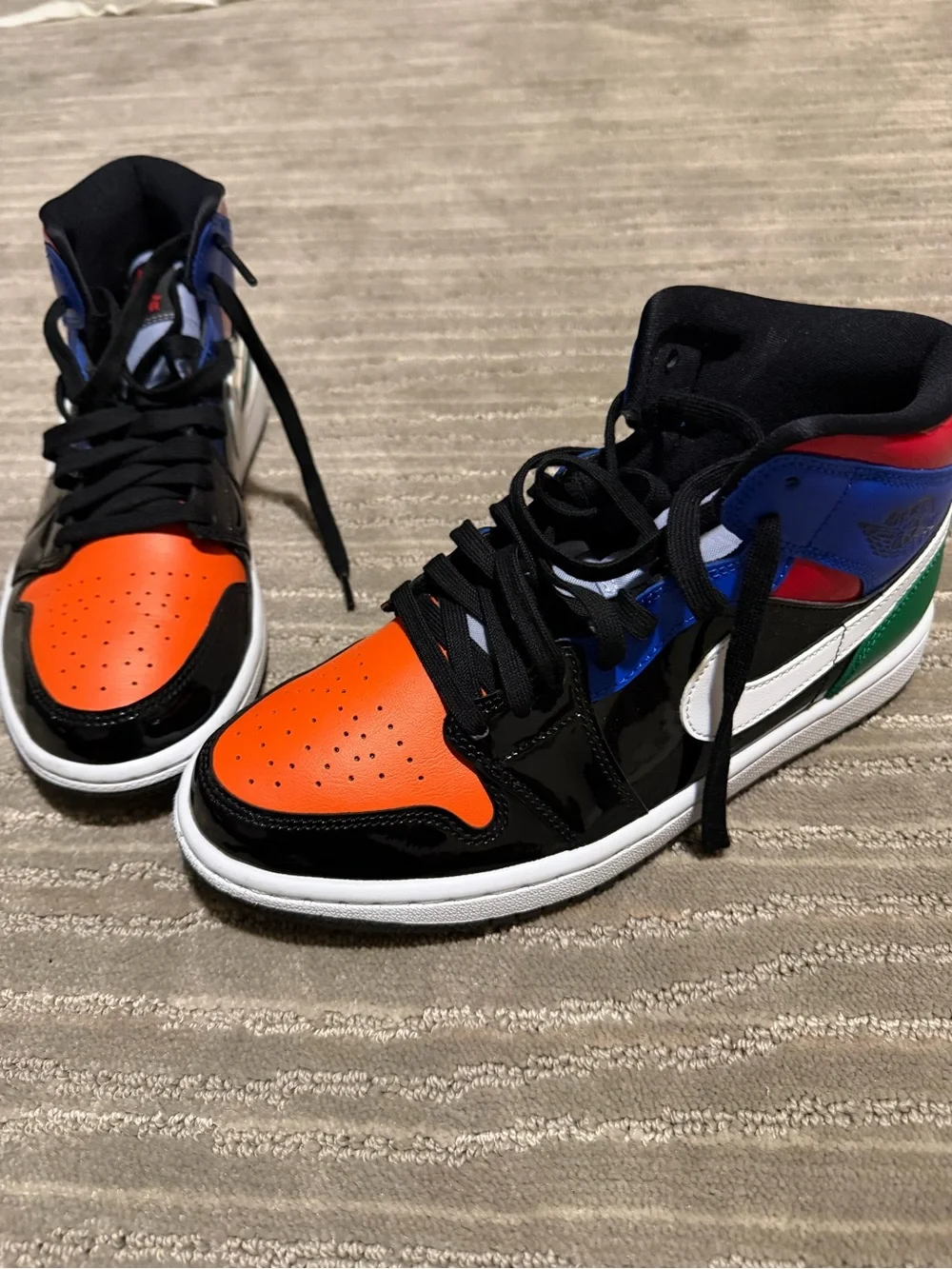 Jordan Men's High-Top Sneakers in Black, Orange and Blue